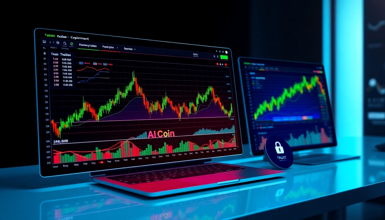 Aicoin platform real-time crypto charts on devices, highlighting data analysis and security features for traders.