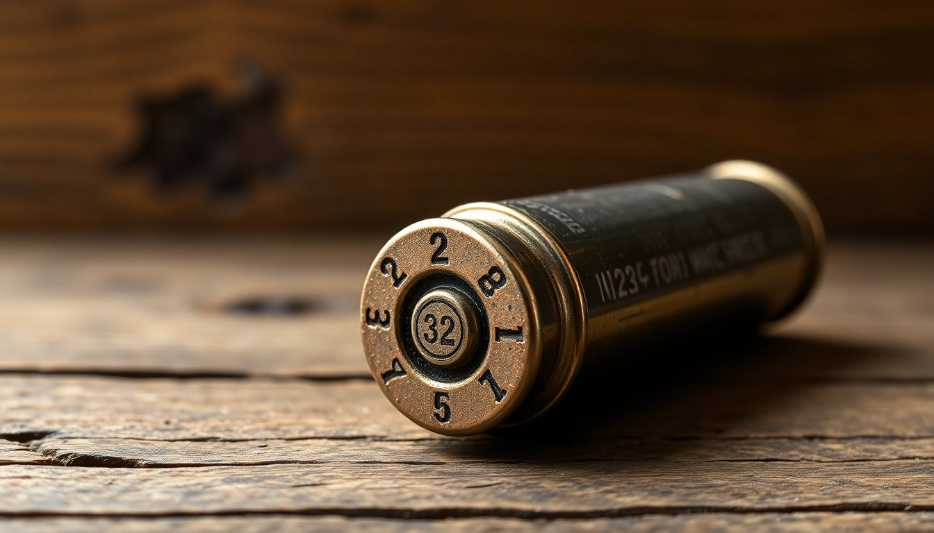 The 32 WIN cartridge showcased in vintage style, highlighting historical firearm ammunition with detailed metallic texture and nostalgic mood.