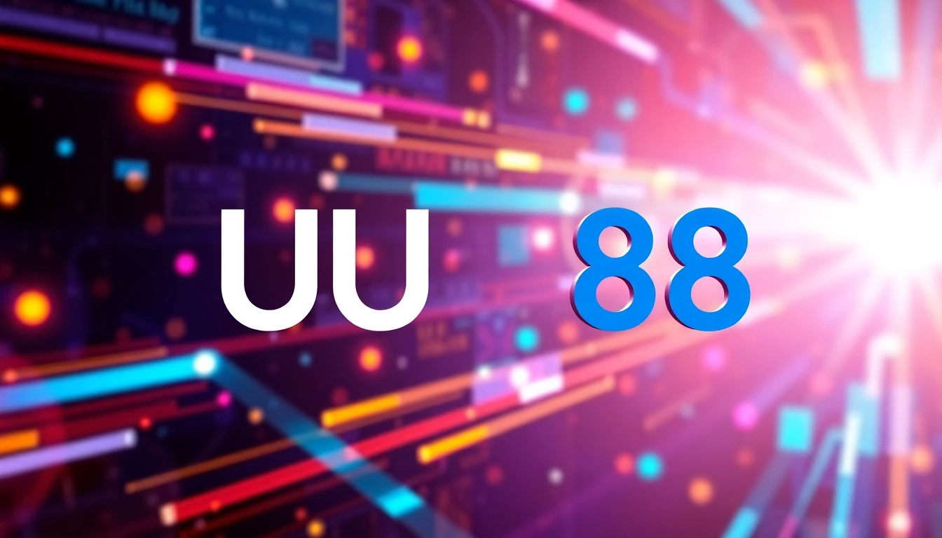 Elegant UU 88 branding on a digital screen with vibrant colors and modern design, emphasizing reliability and innovation for online services.