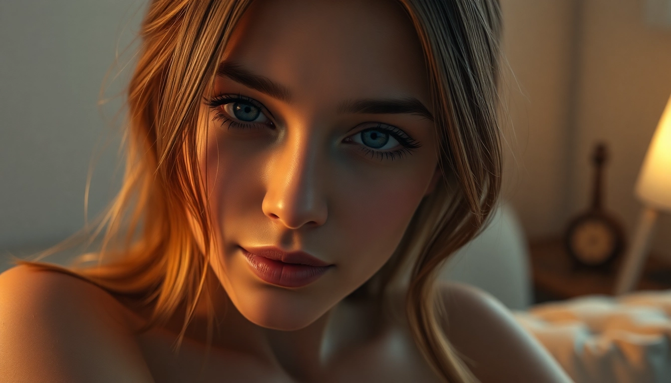 Engaging AI girlfriend using realistic visuals for NSFW interactions, emphasizing natural expressions and alluring atmosphere.