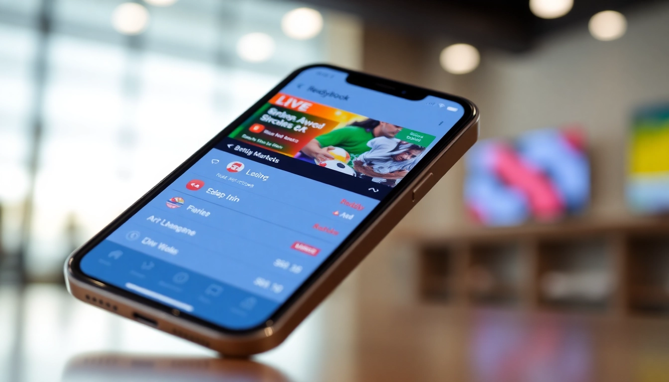The Reddybook App in use on a mobile device, showing live sports betting options and seamless navigation for users engaging in online betting.