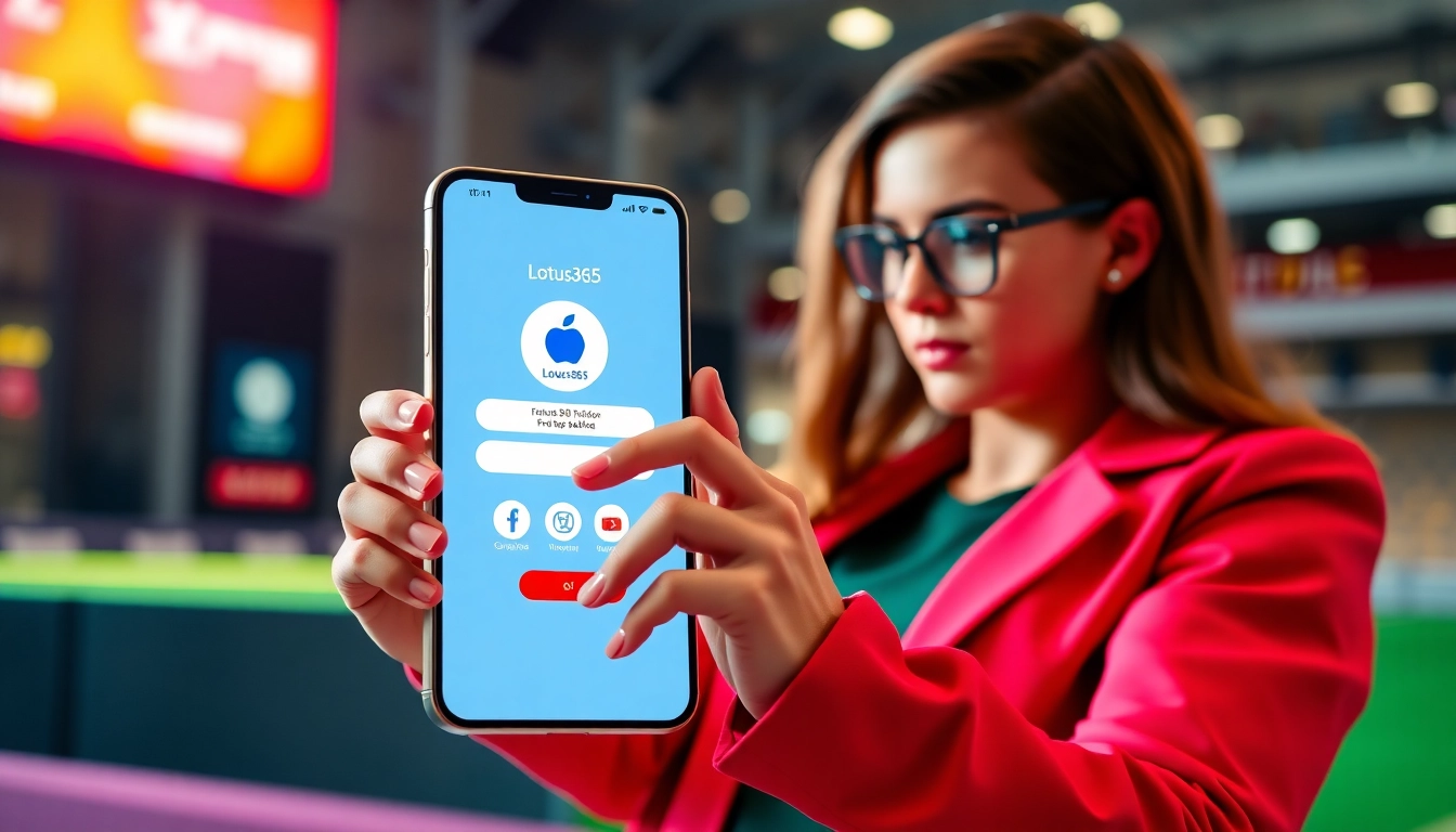 Illustration showing an engaged user accessing Lotus365 ID for sports betting and casino gaming on a mobile device, highlighting ease of login and excitement.