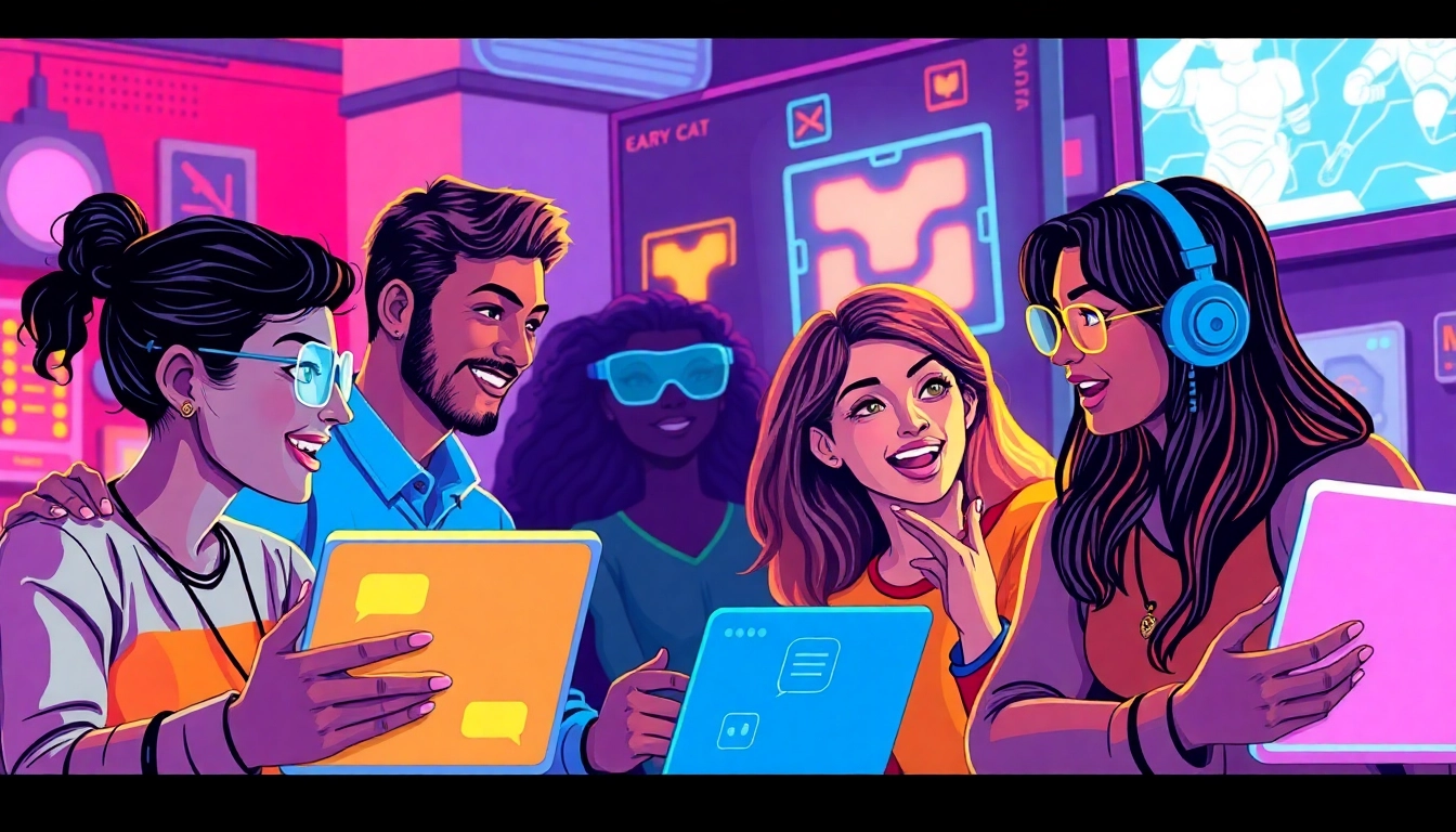 Dynamic scene showing users enjoying spicy AI chat interactions with visual animations, highlighting the engaging nature of Spicy AI Chat platforms for online enjoyment.