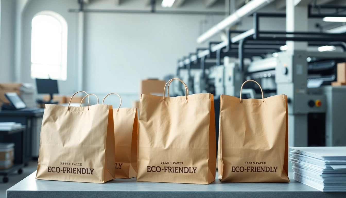 High-quality paper bag with torba papierowa design being filled by hand in a clean workshop setting