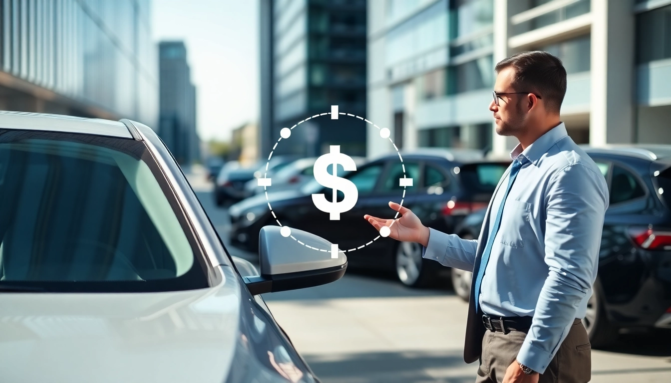 Professional car dealer evaluating a used vehicle for compro auto torino in contanti in a