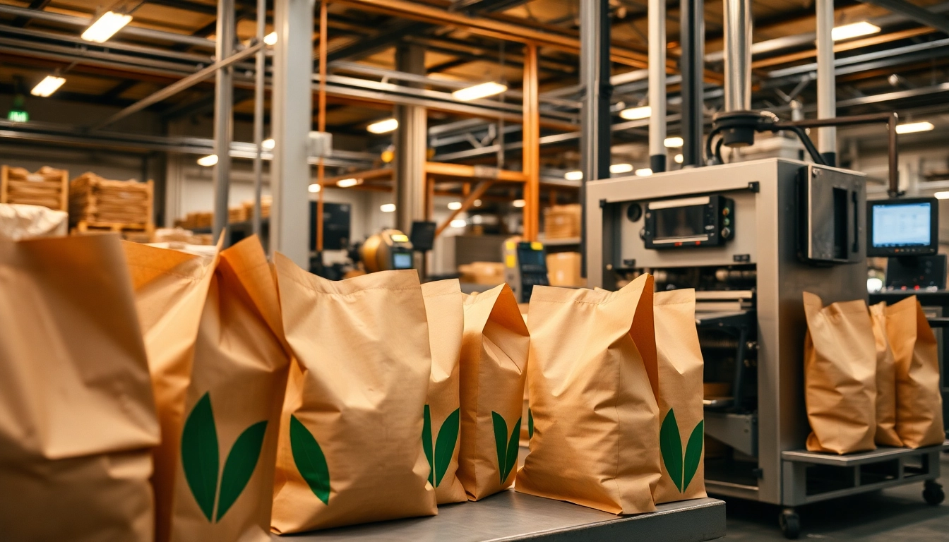 High-quality torba papierowa being filled with eco-friendly materials in a modern packaging facility