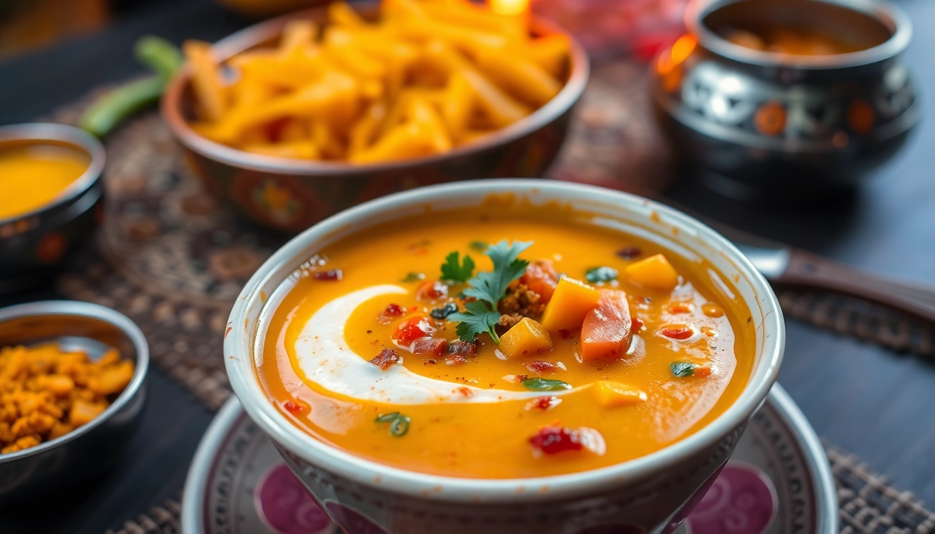 Ready to Eat Gujarati Dal served in a bowl with fresh vegetables and spices, appealing and